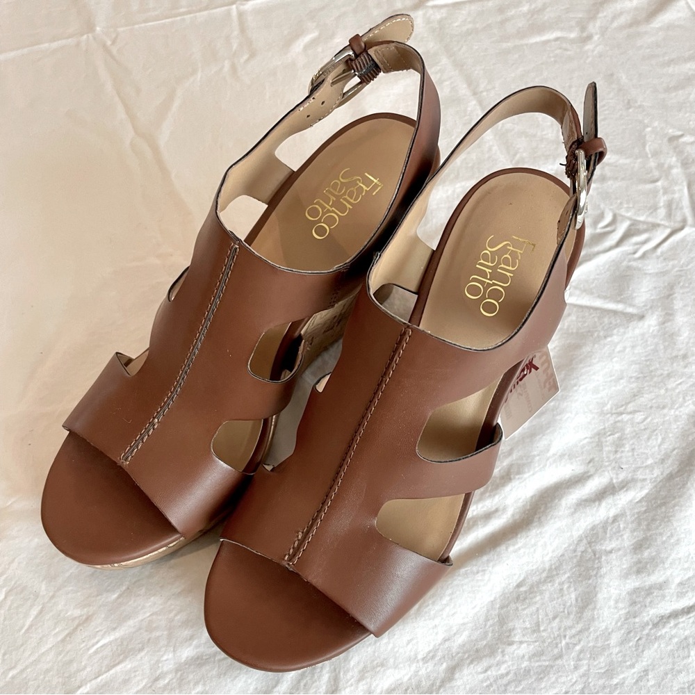 Franco Sarto leather and cork wedge sandals